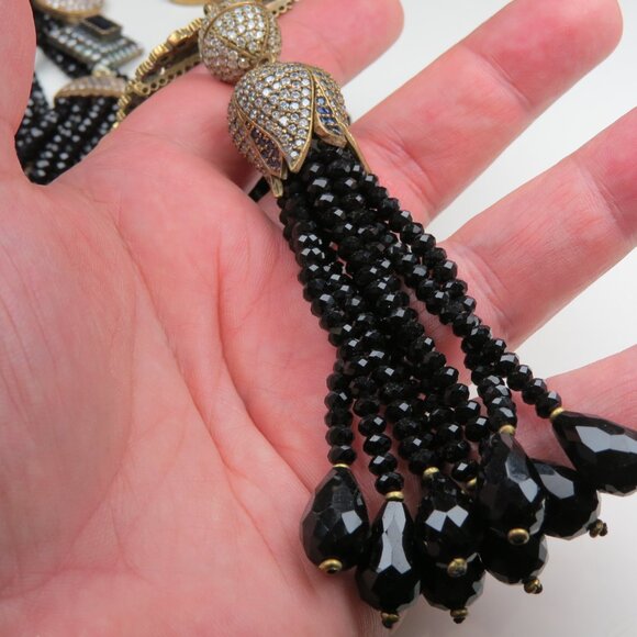 Faceted Black-Green -Red Onyx Necklace Hand made 36" long - Picture 3 of 11